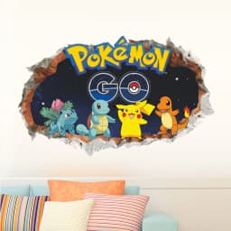 Cartoon Pokémon Pikachu Wall Sticker For Kids Room Living Room Bedroom Wall Decoration Kids Gifts Door Sticker Cute Posters