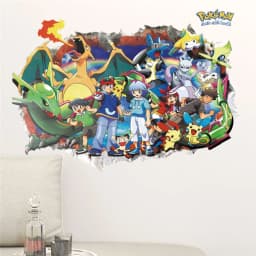 Cartoon Pokémon Pikachu Wall Sticker For Kids Room Living Room Bedroom Wall Decoration Kids Gifts Door Sticker Cute Posters