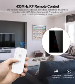 Tuya WiFi US Smart Light Switch Wall Touch Switch Neutral wire/No Neutral wire Required 120 Type Work with Alexa, Google Home