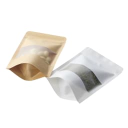 100 Pcs Kraft Matte Visible Window Stand-Up Pouches Snacks Dried Fruits Tea Storage Kraft Seal Zipper Bone Self-Sealing Bags