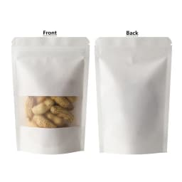 100 Pcs Kraft Matte Visible Window Stand-Up Pouches Snacks Dried Fruits Tea Storage Kraft Seal Zipper Bone Self-Sealing Bags