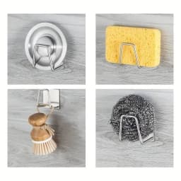 2PCS Stainless Steel Sink Sponge Holder Self Adhesive Drain Drying Rack Wall Hooks Accessories Storage Organizer