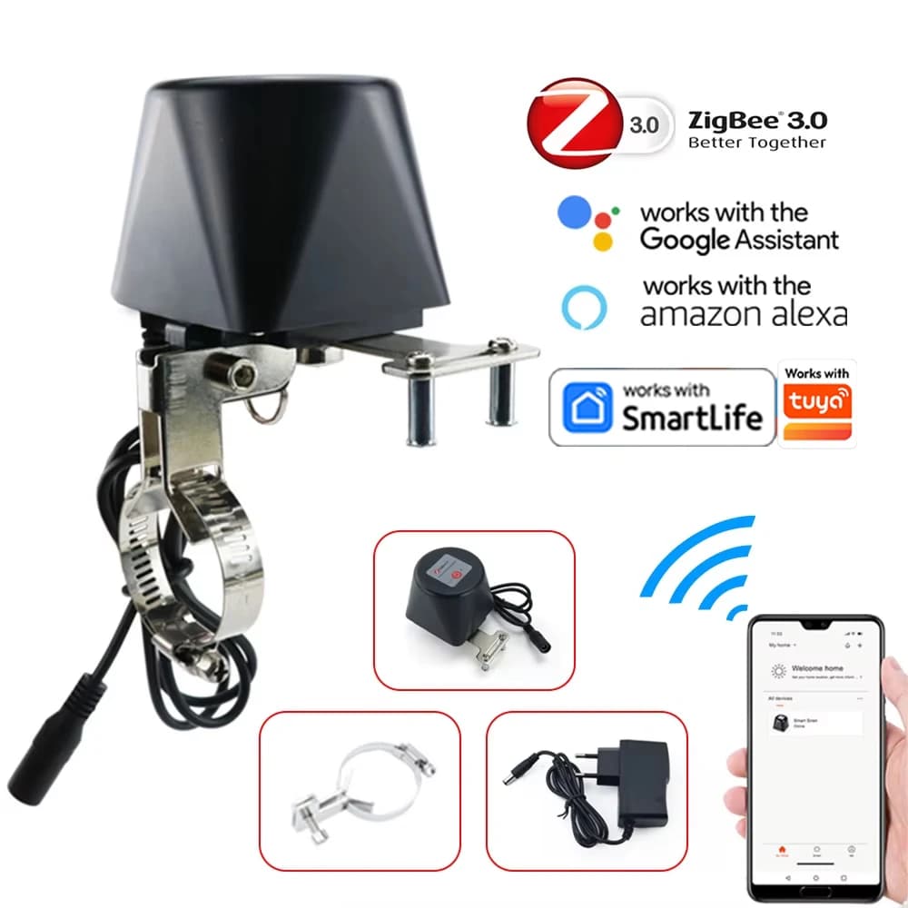 Zigbee Smart Gas Valve WIFI Garden Water Shut Off Timer Irrigation Controller with Alexa Google Assistant for TUYA app
