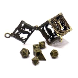 D6 Metal Case +7pcs Metal Dice Set, Portable Board Game Dice Mini Kit, Gamer Accessories