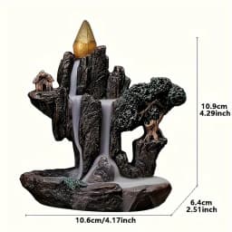 1pc Mountains River Waterfall Reflux Incense Burner Fountain Backflow Aroma Smoke Censer Holder Home Crafts +60 Incense Cones