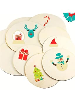 5Pcs 6 in Round Wood Discs for Crafts Wood Circles Unfinished Wood Rounds Plaque for Door Hanger, Door Design, Wood Burning