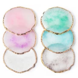 6 Round Resin Onyx Stone Nail Palette Nail Art Display Stand Gel Polish Tray Mixed Painting Pigment Tray Nail Art Display Stand