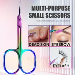 1Pcs Nail Cuticle Scissors Eyebrows/Eyelashes Mustache Multi-Purpose Cuticle Extra Fine Curved- Professional Manicure Scissors