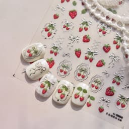 1pcs 5D Kawaii Jelly Strawberry Nail Art Stickers Fashion Cartoon Fruit Nail Transfer Slider Decals DIY Decorations Accessories