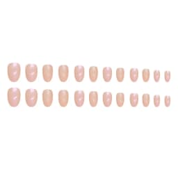24 short oval press on nails gradient fake nails, paired with 1 piece of jelly and 1 nail file