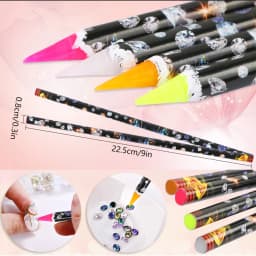 5pcs/set Nail Dotting Pen Picking Rhinestones Gems Drill Crystal Wax Pencil Diamond Picker Nail Art Tool 27.7cm= 9inches