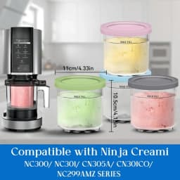 Creami Pints and Lids for Ninja - 4 pack Creamy Icecream Containers Cups Jars Tubs Canisters Set, Smoothie Pot Compatible
