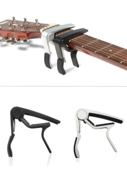 Guitar capo black or silver for acoustic guitar, electric guitar, classical guitar, banjo, bass etc.+guitar picks (6 random colo