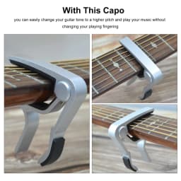 Guitar capo black or silver for acoustic guitar, electric guitar, classical guitar, banjo, bass etc.+guitar picks (6 random colo