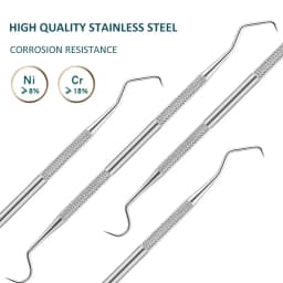stainless steel double ended toothpick scraper tool, periodontal probe explorer, dental stain remover