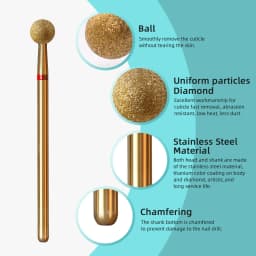 HYTOOS 5mm Ball Cuticle Clean Nail Drill Bit, Titanium Russian Diamond Nail Bits Nail Cleaner Accessories Tool for Dead Skin
