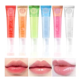 6Pcs Fruit Flavor Glossy Lip Oil Set Clear Hydrating Moisturizing Lip Gloss Women Lips Makeup Wholesale