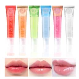 6Pcs Fruit Flavor Glossy Lip Oil Set Clear Hydrating Moisturizing Lip Gloss Women Lips Makeup Wholesale