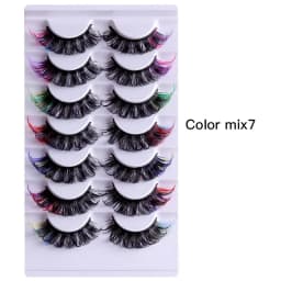 7pairs Colorful False Eyelashes 3D Faux Mink Fluffy Eyelashes Russian Natural Thick Fluffy Lashes
