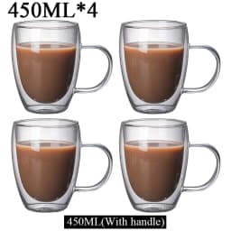 150/250/350/450ml Heat Resistant Double Wall Coffee Cup Transparent Glass Whiskey Tea Milk Cups Cold Beverage Wine Mug Drinkware
