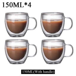 150/250/350/450ml Heat Resistant Double Wall Coffee Cup Transparent Glass Whiskey Tea Milk Cups Cold Beverage Wine Mug Drinkware
