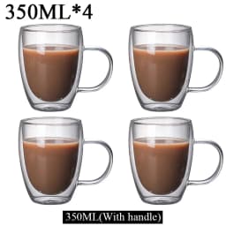150/250/350/450ml Heat Resistant Double Wall Coffee Cup Transparent Glass Whiskey Tea Milk Cups Cold Beverage Wine Mug Drinkware