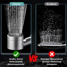 3 Modes Handheld Shower Head with Massage Brush Cotton Filters One-click Stop Water Saving High Pressure Showerhead for Bathroom