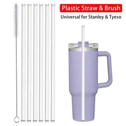 9mm Straight Cup Drinking Straws Vacuum Tumbler Themos Cup Bottle Replacement Straw with Brush Suitable for Stanley 18-40oz
