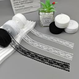 5 Meters White & Black Lace Ribbon Assorted Floral Trims for Gift Wrapping Christmas Wedding Decor DIY Crafts Sewing Accessories