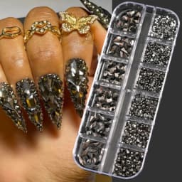 1000Pcs/box Champagne Gold Diamond Nail Crystal Mixed-Design Nail Glitter Rhinestone Non-HotFix Manicure Rhinestone Decoration