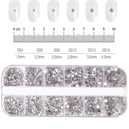 1000Pcs/box Champagne Gold Diamond Nail Crystal Mixed-Design Nail Glitter Rhinestone Non-HotFix Manicure Rhinestone Decoration