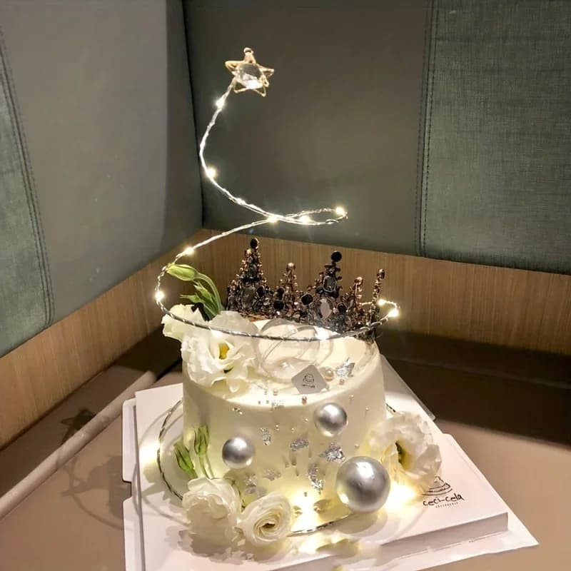 1pc-Iron crystal spiral ball cake decoration accessories, cake top decoration, suitable for engagement parties, birthday cakes