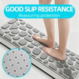 1 Set of Solid Color Simple Bathroom Water-absorbing and Non-slip Floor Mat Stone Pattern, Comfortable and Soft, Three-piece Set