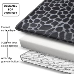 1 Set of Solid Color Simple Bathroom Water-absorbing and Non-slip Floor Mat Stone Pattern, Comfortable and Soft, Three-piece Set