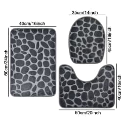 1 Set of Solid Color Simple Bathroom Water-absorbing and Non-slip Floor Mat Stone Pattern, Comfortable and Soft, Three-piece Set