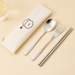 WORTHBUY Dinnerware Set Stainless Steel Cutlery Set With Tableware Bag Kitchen Utensil Travel Portable Spoon Fork Chopsticks