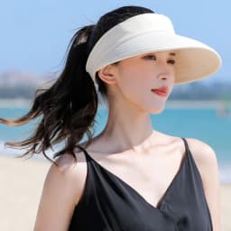Women Summer Sun Hat Casual Foldable Wide Brim Detachable Empty Top Ponytail Cap Adjustable UV Protection Sun Hat