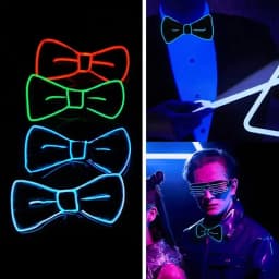 NEW Party Supplies Suspenders with Bow Tie LED Lights Woman Hangers for Men Wedding Party Accessories Glow-in-the-dark SD01