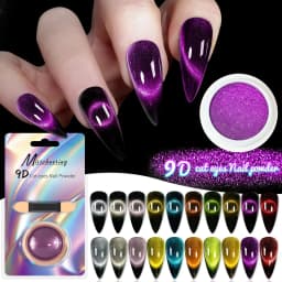 9D Meteorite Cat Eye Powder Strong Magnetic Nail Glitter Pigment Manicure Holographic Laser Chrome Dust Can Use With Polish Gel