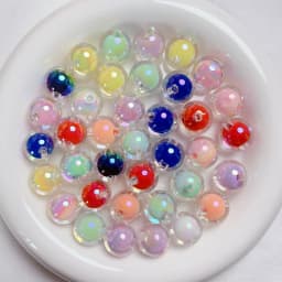 16MM 10 Pieces/Bag Style Random Acrylic Plated Colored Beads, Round Inner Color DIY Straight Hole Handmade Bracelet, Beaded Loos