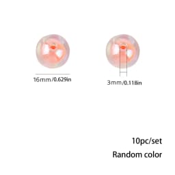 16MM 10 Pieces/Bag Style Random Acrylic Plated Colored Beads, Round Inner Color DIY Straight Hole Handmade Bracelet, Beaded Loos