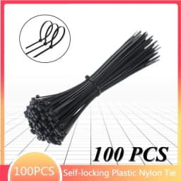 100 PCS Self-locking Plastic Nylon Tie Black Fastening Strap Cable-Tie-Set Cable Zip Tie Fastening Ring Zip Wraps Strap Tie