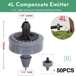 50PCS 2L 4L 8L/H Pressure Compensation Dropper Agricultura Irrigation Emitter Garden Drip for 1/4' PE Hose Greenhouse Watering