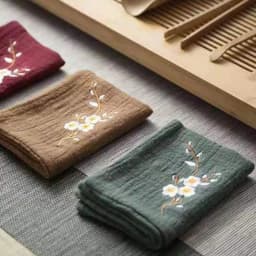 Durable Cotton Tea Cloth Embroidery Easy To Clean Cleaning Rag Lightweight Water Uptake Cotton and Linen Tea Towels