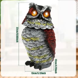 1/2Pcs Creativity Solar Owl Garden Resin Owl Statue Waterproof Solar Owl Decor with Rotating Head Outdoor Yard Bird Repellent