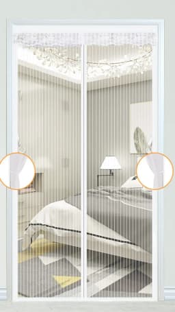 Heavy Duty Magnetic Screen Door Mesh Curtain Mosquito Net Bug Hands Free Partition Mute Striped Door Curtain Bedroom Ventilation