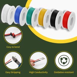 16/18/20/22/24/26/28 AWG Electric Wire, 6 Colors Stranded Tinned Copper Flexible Silicone Hookup Wire Kit for Electrical DIY/Car