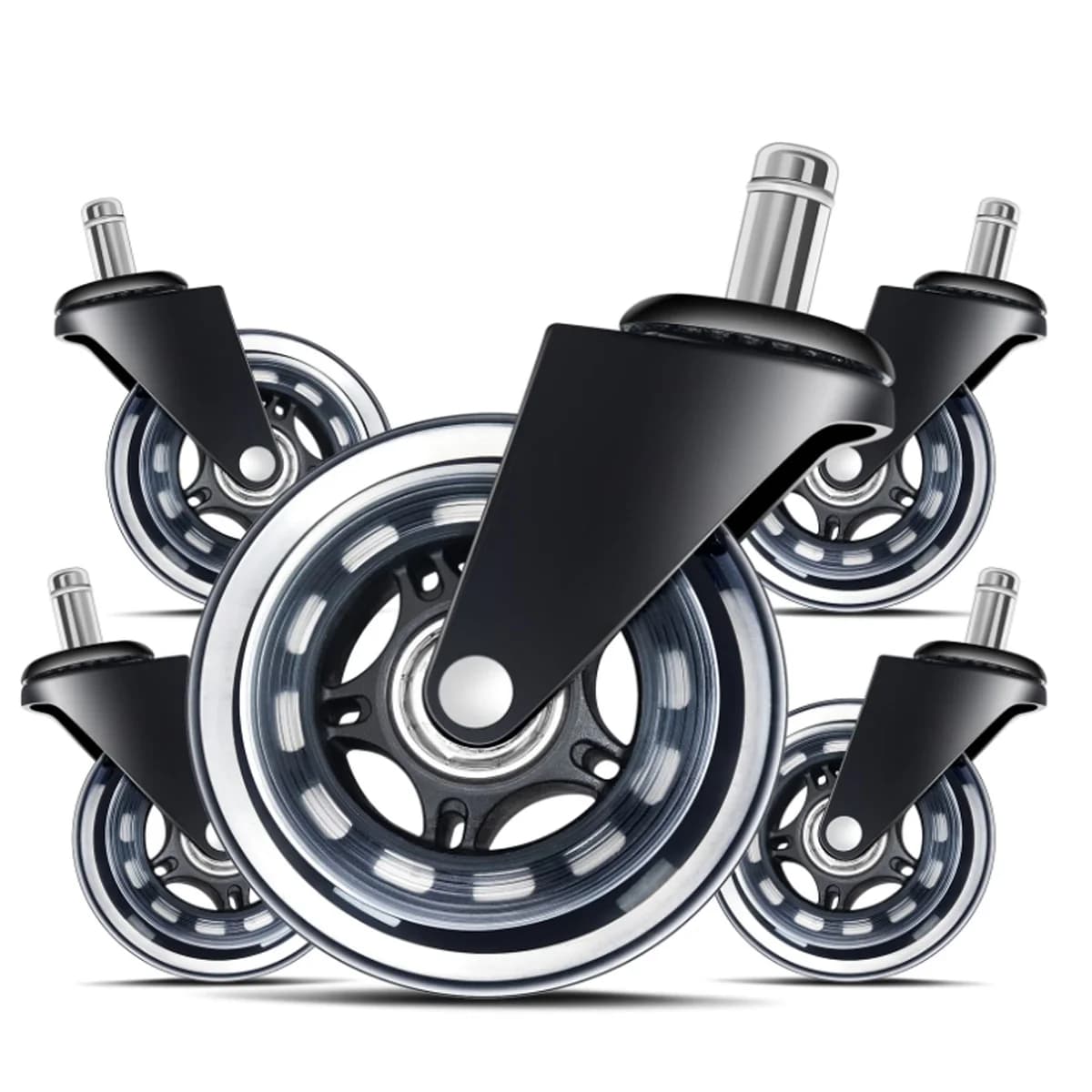 5PCS Office Chair Caster Wheels 3 Inch Swivel Rubber Caster Wheels Replacement Soft Safe Rollers Furniture Hardware
