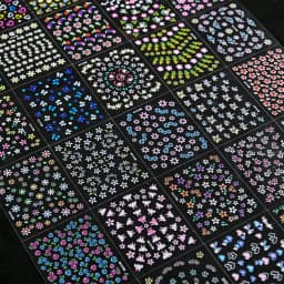 3D Colorful Flowers Cherry Blossoms Rose Daisy Nail Decals 20/30/60/70/90pcs Cute Heart Nail Sticker Manicure Decoration 5.5*6cm