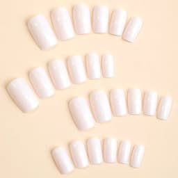 ARTAUG 24PCS Short Square White Solid Full Cover Full Cover Fake Nail Set Cheap Nails Summer Nails Delicate Nail
